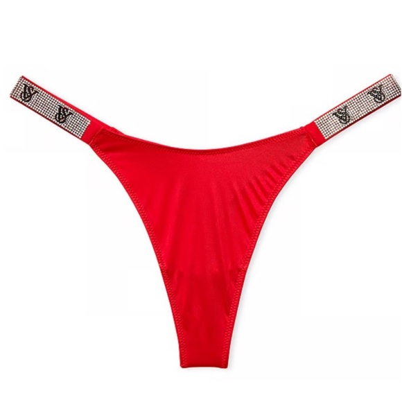 NWT Victoria’s Secret red smooth shine strap thong panty S small - Picture 3 of 3